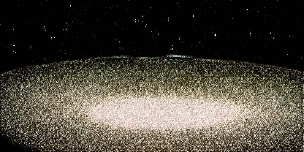 Prompt: low angle shot of a space port on Jupiter at night, set design by Ed Wood, in the style of Jim Jarmusch, shot on film, grainy, hyperrealistic, b&w