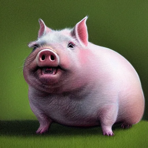 Prompt: the happiest fat little pig in the world, amazing digital art, the greatest achievement of mankind's art world, stunningly detailed and beautiful digital painting
