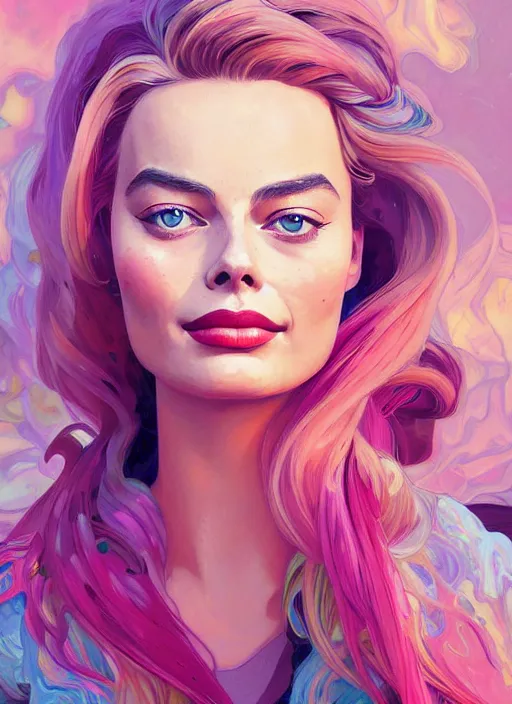 Image similar to margot robbie as a barbie doll, path traced, highly detailed, high quality, digital painting, alena aenami, lilia alvarado, shinji aramaki, karol bak, alphonse mucha, tom bagshaw