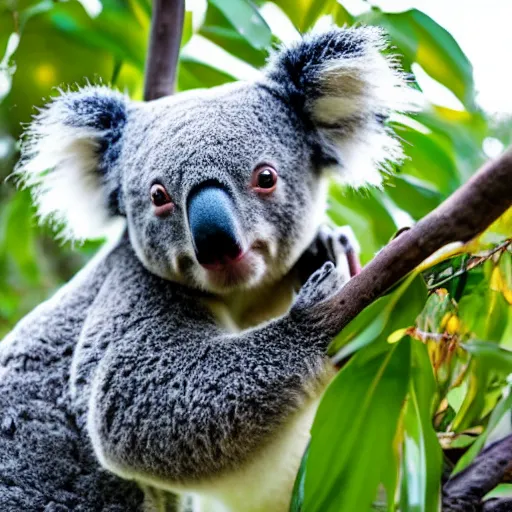 Image similar to a koala eating a taco