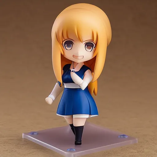 Image similar to high quality portrait flat matte painting of cute girl in the style of nendoroid and One Piece Nami , flat anime style, thick painting, medium close-up