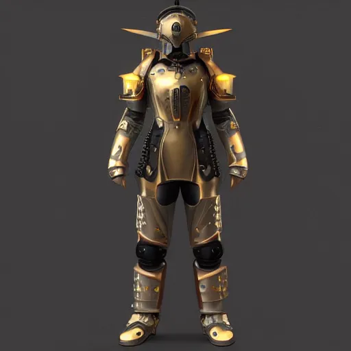Image similar to a soldier wearing a full set of super heavy tesla armor, tesla coils, steampunk, 3 d render, octane, ray tracing, ultra high detail, photorealistic, high resolution, 8 k