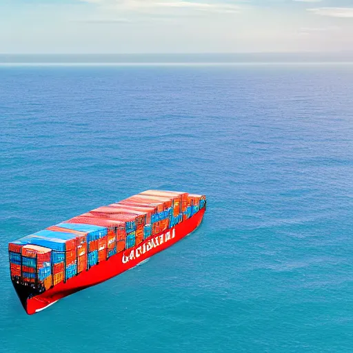 Image similar to professional high digital art hyperrealism movie still of a container vessel in the year [ 3 0 0 0 ] in the pristine ocean water. canon eos 7 d | 1 8 0 mm f 3. 5 1 / 1 6 0 0 iso 2 0 0