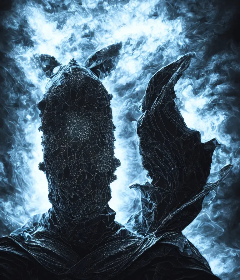 Image similar to impressive ominous front!! shot photo of a court jester character fine portrait fine portrait mesmerizing fractal hyper cubes platinum cracked dark future hyper dimensional space galactic crystal nebula edges elegant detailed intricate concept artstation sharp focus ray tracing cinematic masterpiece temporal corruption beeple wlop germ 8 4 k scifi glossy hyper realistic illustration canon eos r 3 fujifilm x - t 3 0 sony alpha a 6 6 0 0