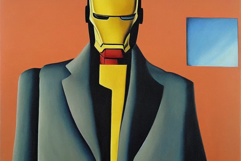 Image similar to iron man painting by rene magritte, high detail, high resolution