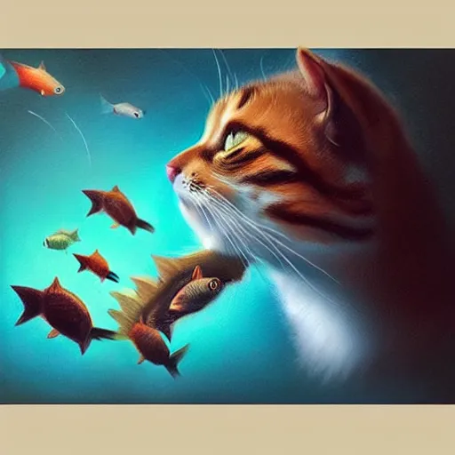 Image similar to cat attacks the fish tank mandy jurgens golden ratio, art canvas, award winning, masterpiece trending on artstation 8 k 1 5 0 mpx