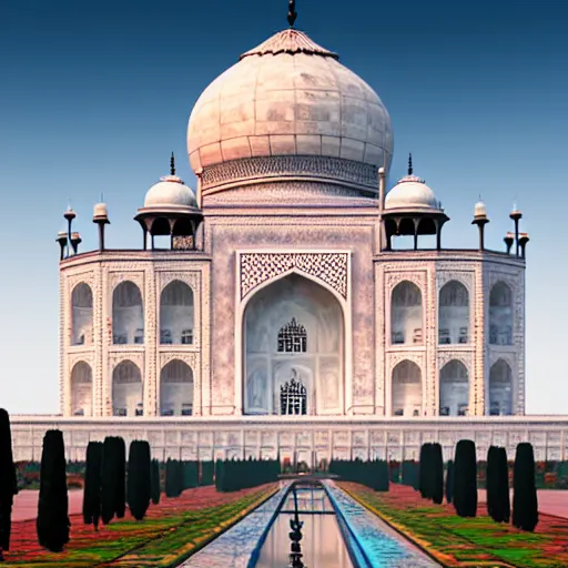 Prompt: a realistic photo of taj mahal after the end of the world, octane render,