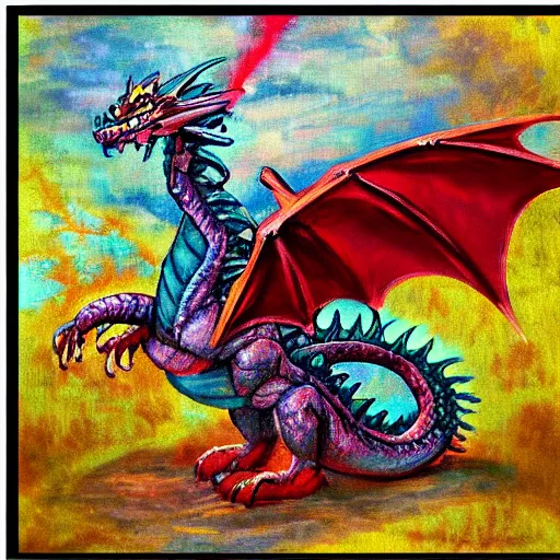 Prompt: “fire breathing dragon, Impressionism style”