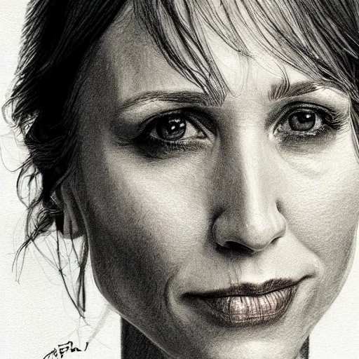 Image similar to amazing pencil illustration of vera farmiga trending on art station