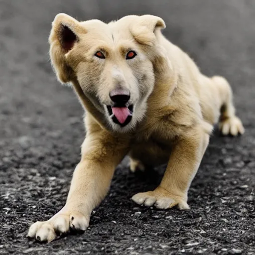 Prompt: gollum - faced samoed dog