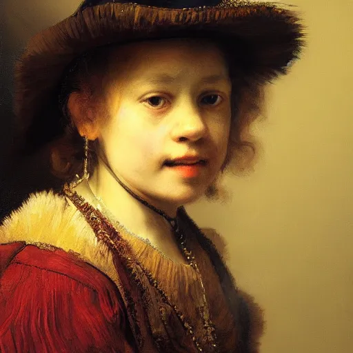 Prompt: high quality high detail painting by rembrandt, portrait of a girl, hd, photorealistic lighting