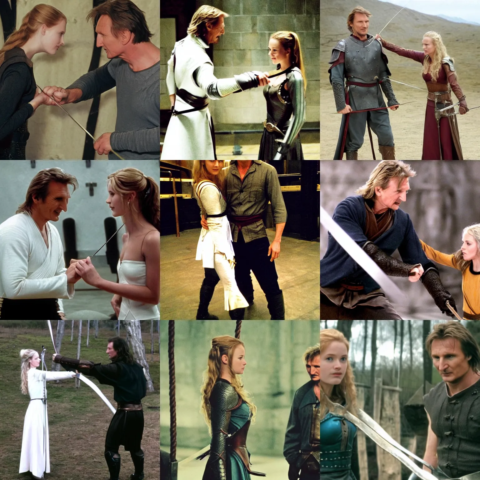 Prompt: eowyn fencing with liam neeson