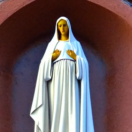 Prompt: closeup of Virgin Mary statue