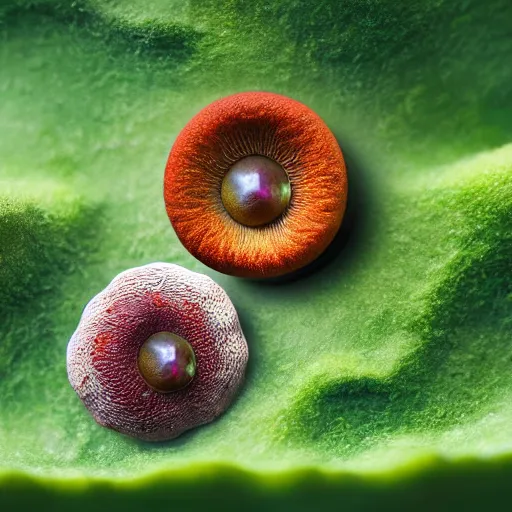 Image similar to the spore-bearing fruiting body of a fungus, typically in the form of a rounded multicolor cap on a relief stalk, especially one that is believed to be inedible or poisonous, fantasy art, trending on artstation, national geographic photos