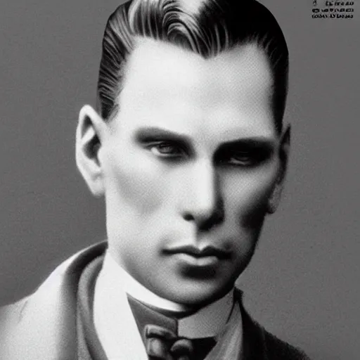 Prompt: A photograph portrait of Jerma985 with slicked back hair in the early 1900s, taken in the early 1900s, grainy, taken on a early 1900s Kodak Camera, realistic, hyperrealistic, very realistic, highly detailed, very detailed, extremely detailed, detailed, digital art, trending on artstation