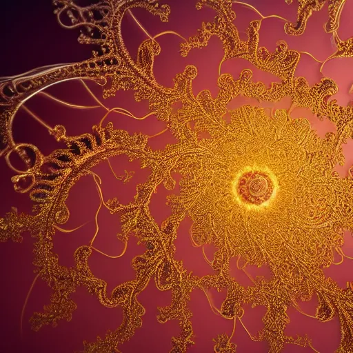 Prompt: mandelbrot crystal fluid thin gold wire tendrils, ultra detail, photographic, octane, hd, 16k, higly intricate, sophisticated and complex digital painting, concept art, hyperrealism, Cinema 4D, 8k resolution, 64 megapixels, CGSociety, ZBrush Central, behance HD, hypermaximalist, a masterpiece, parallax, geometric colorful, detailed