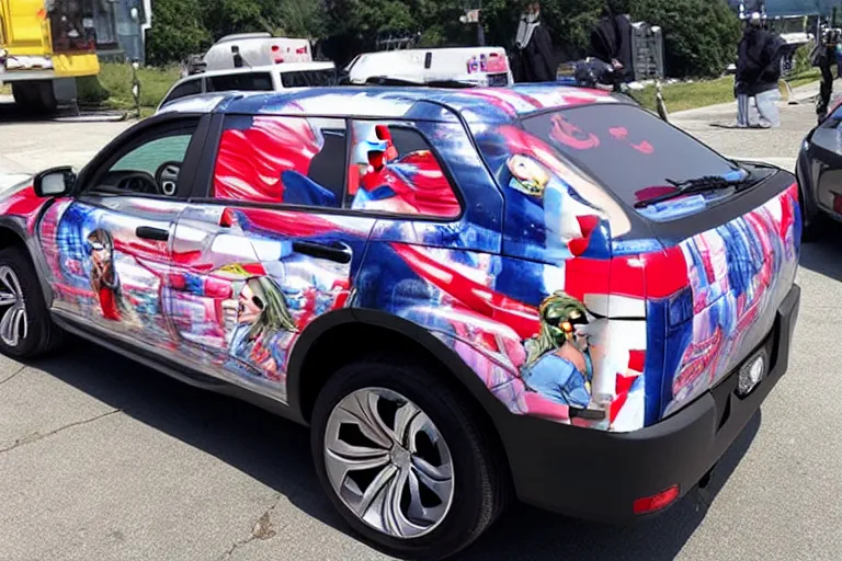 Prompt: trump-anime-car-wrap, side