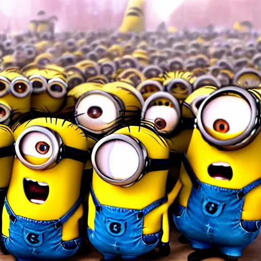 The Minions From Despicable Me Celebrating, Joyful. 