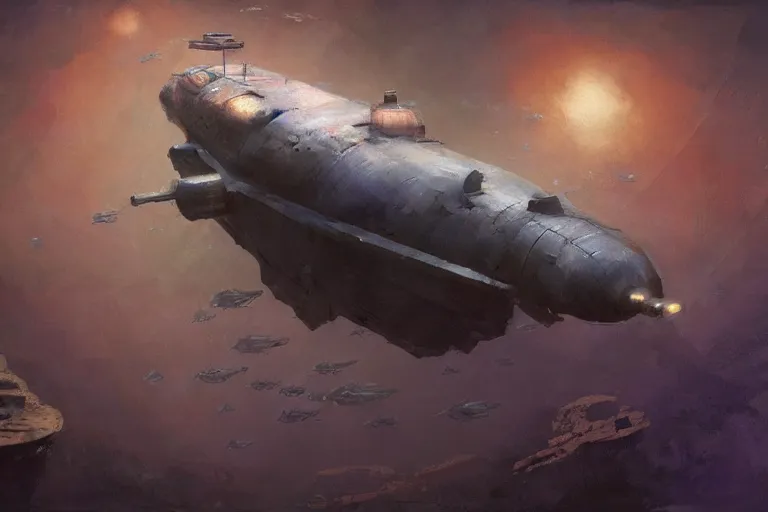 Prompt: a submarine underwater by Shaun Tan and Craig Mullins, trending on artstation