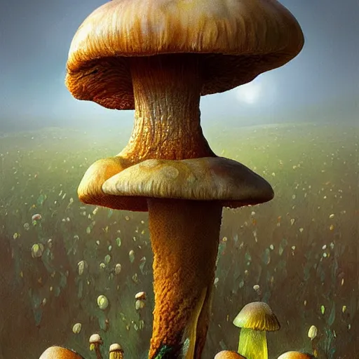 Prompt: mushrooms psychedelic psilocybin geog darrow greg rutkowski