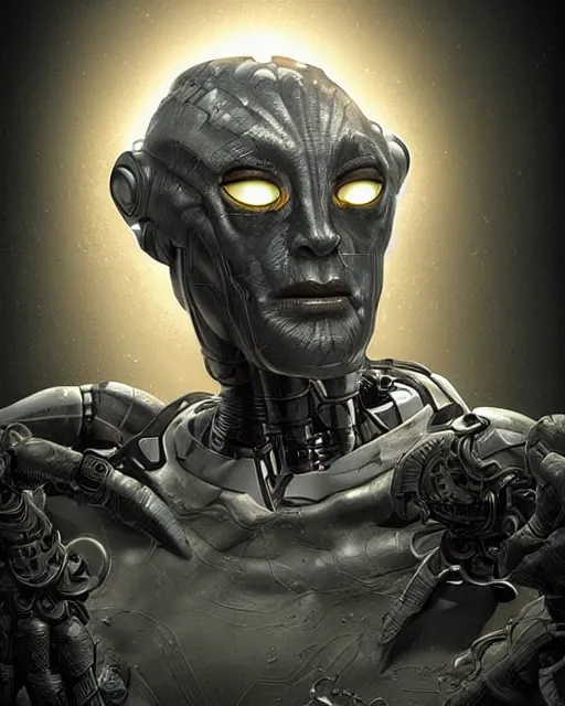Prompt: a robot monster character digital illustration portrait design by, Mark Brooks and Brad Kunkle detailed, gorgeous lighting, wide angle action dynamic portrait