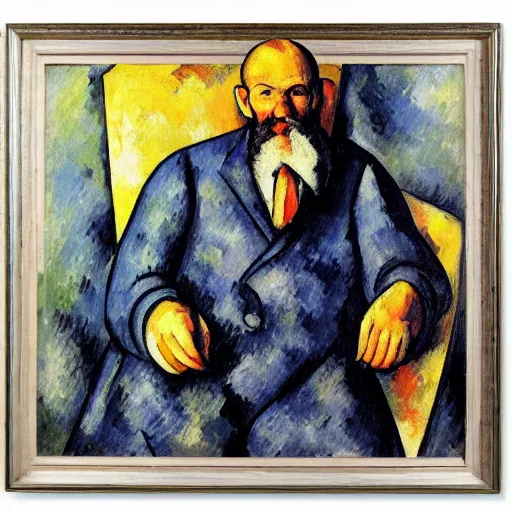 Image similar to Portrait of a giant man who can be seen from space, oil on canvas, Paul Cezanne, art