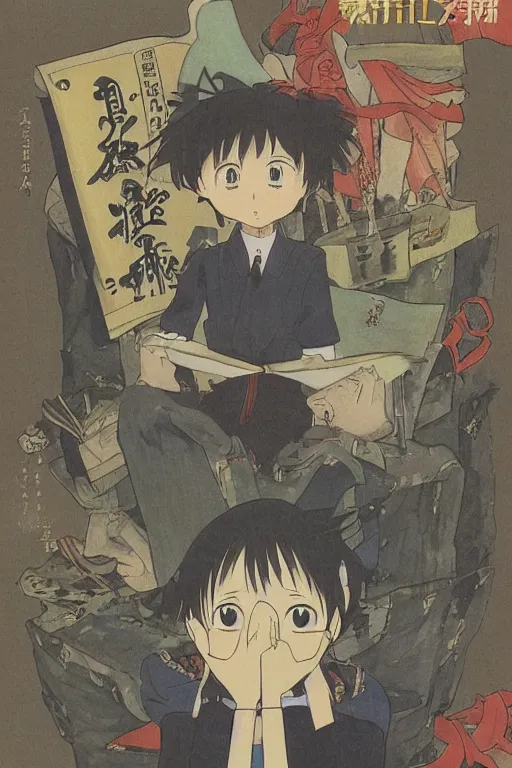 Image similar to cover for manga by hayao miyazaki great language teacher