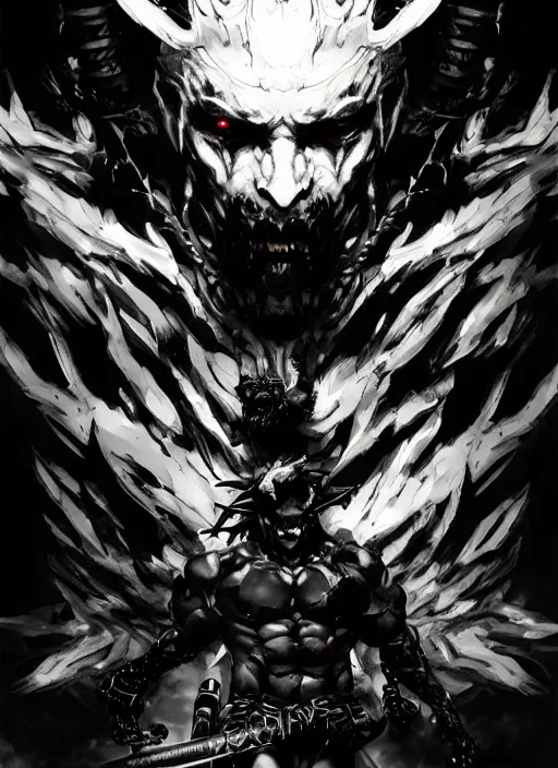 Prompt: Demon with many thousand eyes. In style of Yoji Shinkawa and Hyung-tae Kim, trending on ArtStation, dark fantasy, great composition, concept art, highly detailed.