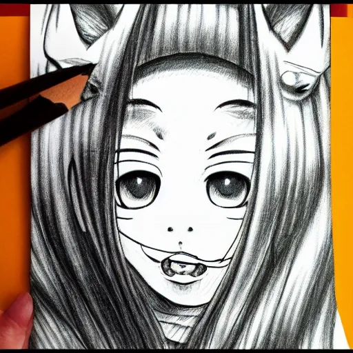 Image similar to “ a detailed portrait of wolfychu drawn by junji ito ”