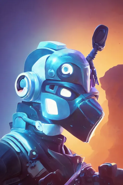 Image similar to epic mask helmet robot ninja portrait stylized as fornite style game design fanart by concept artist gervasio canda, behance hd by jesper ejsing, by rhads, makoto shinkai and lois van baarle, ilya kuvshinov, rossdraws global illumination radiating a glowing aura global illumination ray tracing hdr render in unreal engine 5