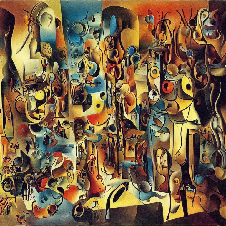 Image similar to room of chaos by salvador dali, abstract surrealism, colorful, masterpiece