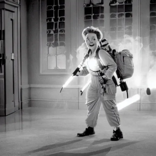 Image similar to stunning awe inspiring betty white as a ghostbuster in the movie ghostbusters, movie still 8 k hdr atmospheric lighting