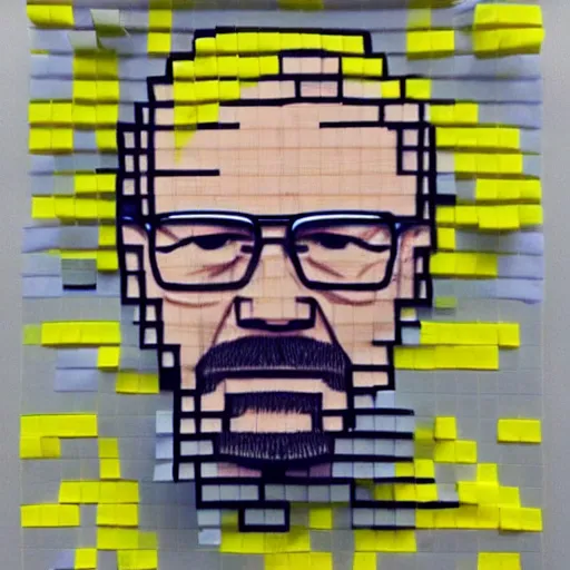 Image similar to walter white, made with sticky notes