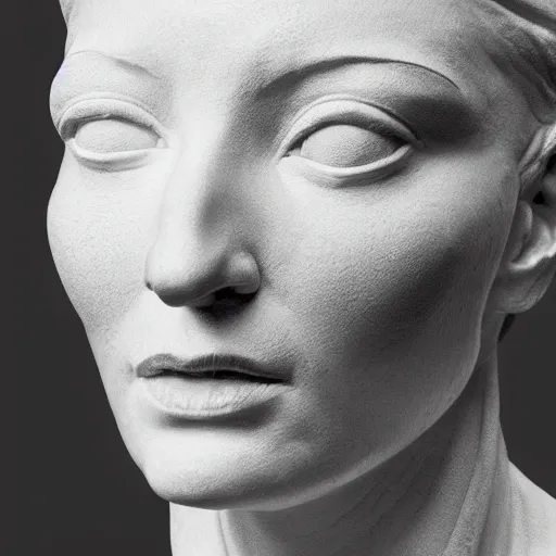 Image similar to sculpture of cate blanchett ,victorious , by Augusts Rodin,hyper detailed, photorealism