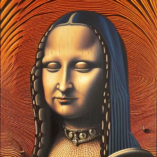 Image similar to monalisa by jacek yerka, alex gray, zdzisław beksiński, dariusz zawadzki, jeffrey smith and h.r. giger, oil on canvas, 8k highly professionally detailed, trending on artstation