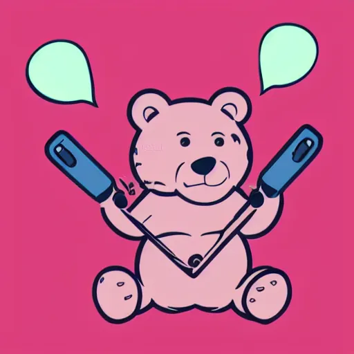 Image similar to a cute pink cuddly bear wearing headphones vector logo