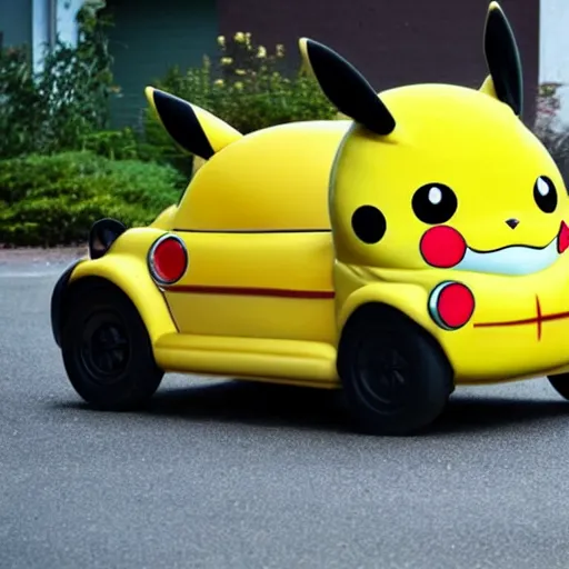 Image similar to a car in the shape of pikachu, photo