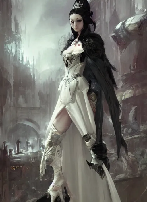 Image similar to imperial princess knight gothic girl. by ruan jia, by robert hubert, illustration