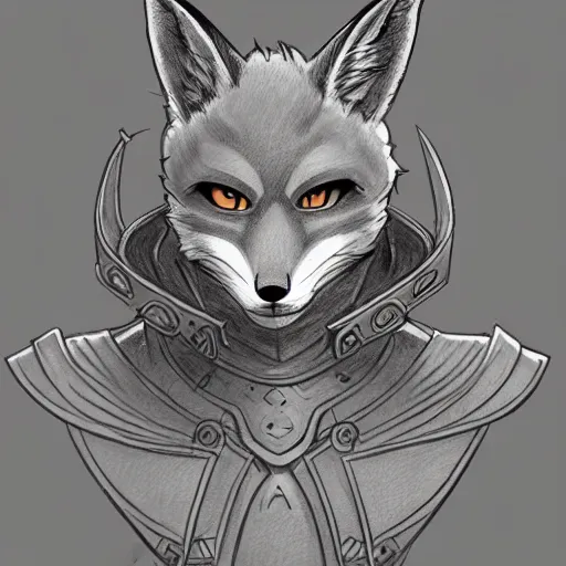 Image similar to heroic character design of anthropomorphic fox, whimsical fox, portrait of face, holy crusader medieval knight, final fantasy tactics character design, character art, whimsical, lighthearted, colorized pencil sketch, highly detailed, Akihiko Yoshida
