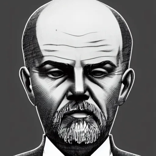 Image similar to vladimir lenin stylized as rick sanchez, realistic portrait, high resolution