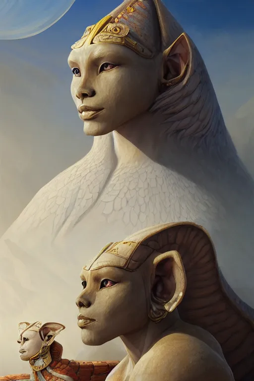 Image similar to legendary sphinx, highly detailed, d & d, fantasy, highly detailed, digital painting, trending on artstation, concept art, sharp focus, illustration, global illumination, ray tracing, realistic shaded, art by artgerm and greg rutkowski and fuji choko and viktoria gavrilenko and hoang lap, sunny