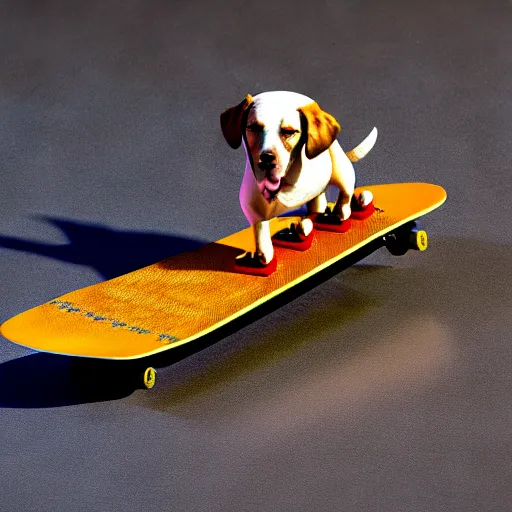 Image similar to Dog on a skateboard , 3d render , octane render , 4k