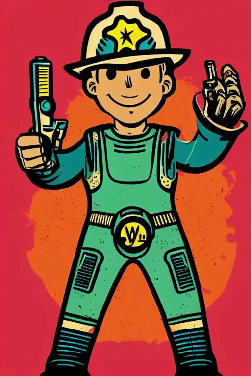 Image similar to fallout 7 6 retro futurist illustration art by butcher billy, sticker, colorful, illustration, highly detailed, simple, smooth and clean vector curves, no jagged lines, vector art, smooth andy warhol style