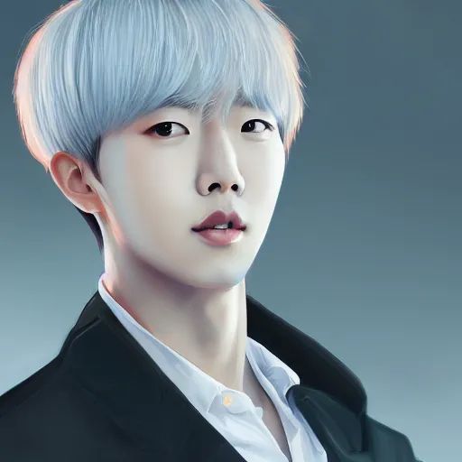 Image similar to jin from bts, elegant, ultra highly detailed, digital painting, smooth, sharp focus, artstation, art by Sakimichan