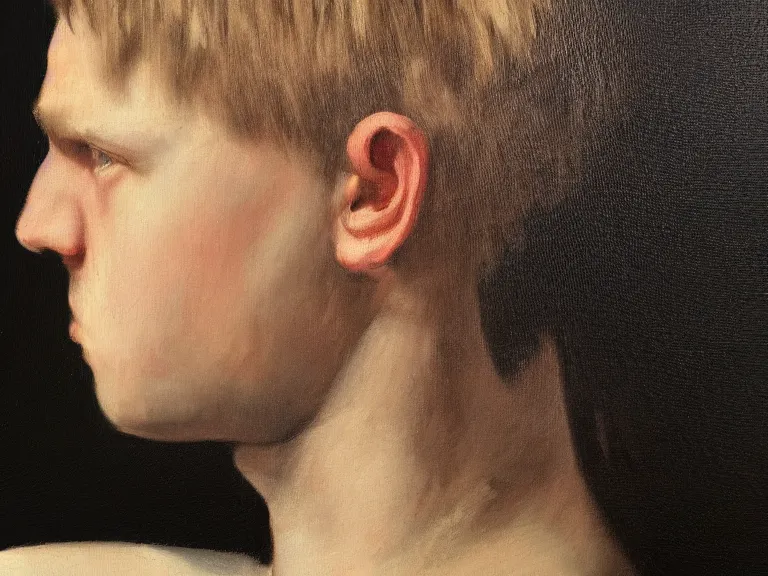 Prompt: a detailed profile oil painting of yung lean, intricate artwork by caravaggio. Trending on artstation. 8k