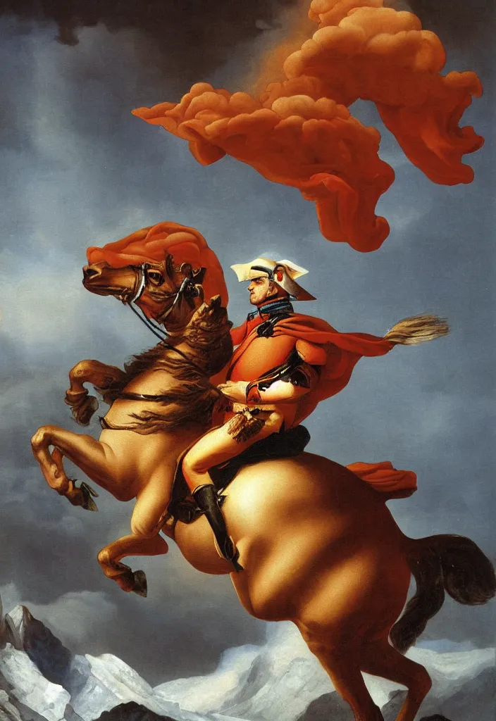 Image similar to Napoleon crossing Olympus Mons, oil painting