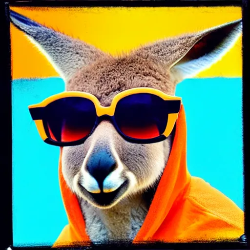 a portrait photo of a kangaroo wearing an orange | Stable Diffusion ...