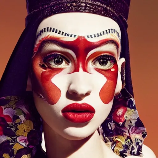 Image similar to dolce & gabbana campaign featuring jar jar binks as a female cowgirl, long eyeslashes, huge juicy lips, big seductive eyes, shot by mario testino, realistic vfx simulation