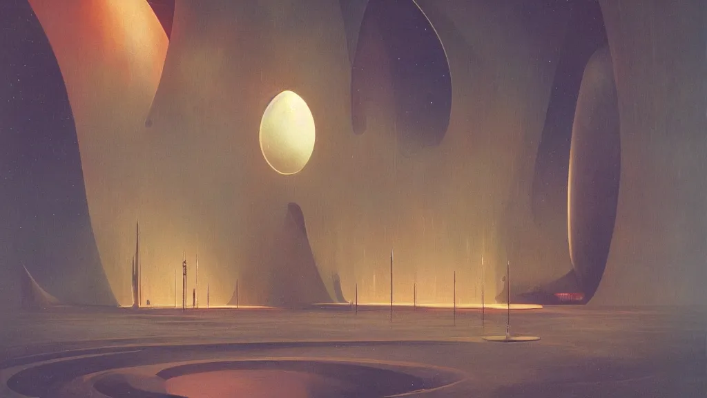 Image similar to otherworldly atmosphere of emissary space by arthur haas and bruce pennington and john schoenherr, cinematic matte painting buildings by zaha hadid and james turrell