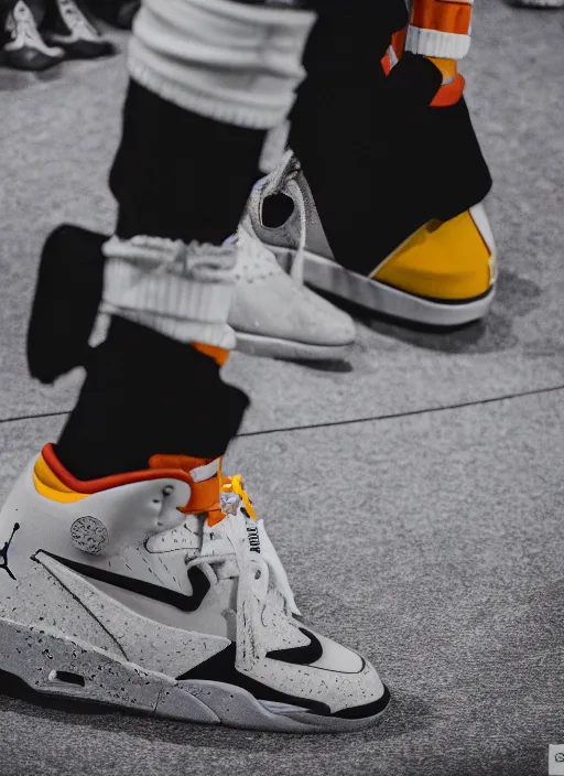 Image similar to hyperrealistic and heavy detailed air jordan runway show of homer simpson, leica sl 2 5 0 mm, vivid color, high quality, high textured, real life